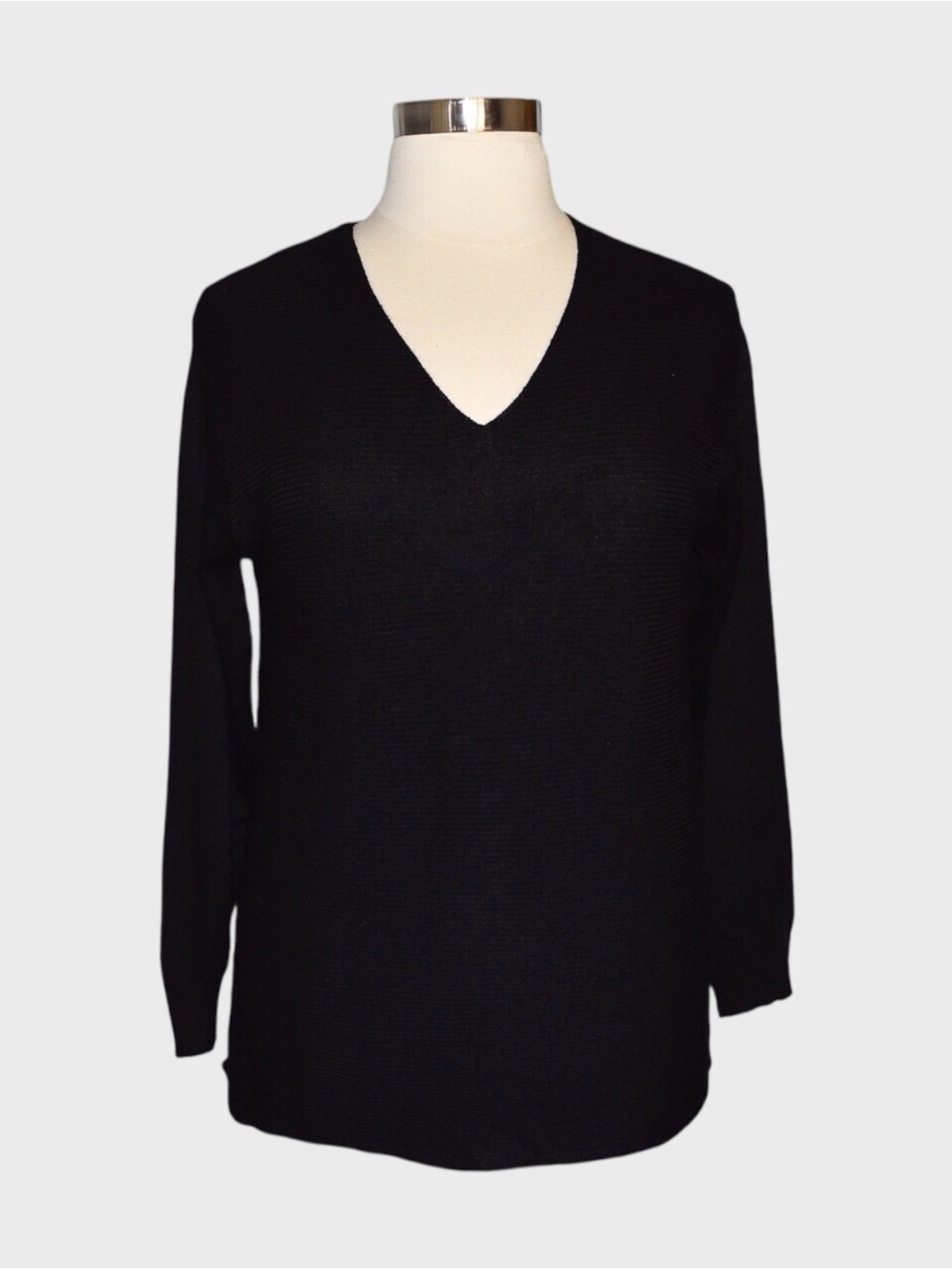 Ella Moss Black V-Neck Lightweight Knit Sweater